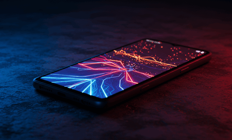 Android yazılım modifikasyonu kapsamlı rehberi için öne çıkan görsel: İçinden parlak ve renkli bir ışık sızan, potansiyeli ve yeni olasılıkları simgeleyen modern bir akıllı telefon.