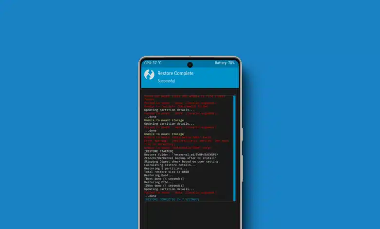 TWRP ekranı hata mesajı